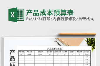 2021年產(chǎn)品成本預(yù)算表