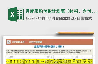 2021年月度采購(gòu)付款計(jì)劃表（材料，含付款明細(xì)）