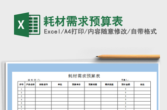 2021年耗材需求預(yù)算表