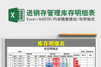 2021年進銷存管理庫存明細表