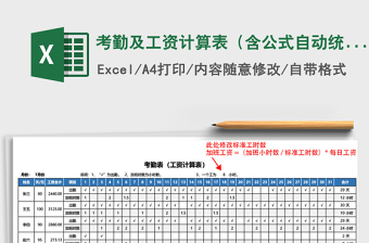 2021年考勤及工資計(jì)算表（含公式自動(dòng)統(tǒng)計(jì)計(jì)算）