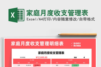 2021年家庭月度收支管理表