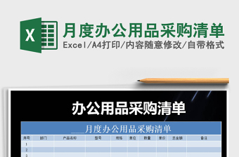 2021年月度辦公用品采購(gòu)清單