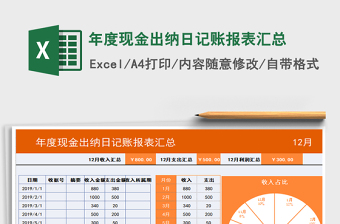 2021年年度現(xiàn)金出納日記賬報(bào)表匯總