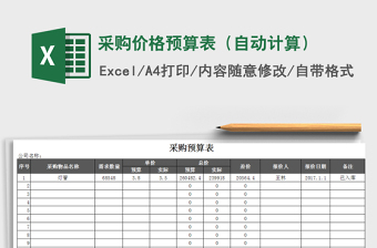 2021年采購(gòu)價(jià)格預(yù)算表（自動(dòng)計(jì)算）