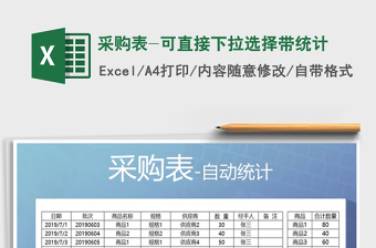 2021年采購表-可直接下拉選擇帶統(tǒng)計(jì)
