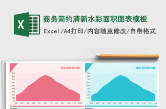 2021年商務簡約清新水彩面積圖表模板