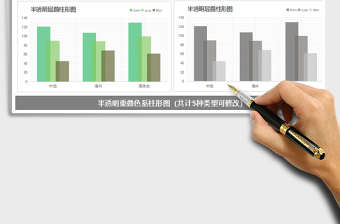 2021年通用柱形图 色系重叠 对比分析 图表模板免费下载