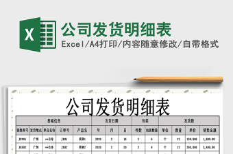 2021年公司發(fā)貨明細(xì)表