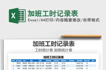 2021年加班工時(shí)記錄表