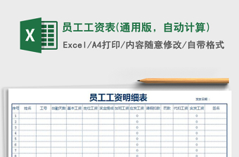 2022年員工工資表(通用版，自動計算)