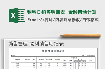 2021年物料日銷售明細(xì)表-金額自動(dòng)計(jì)算