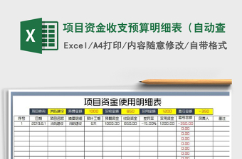 2021年项目资金收支预算明细表（自动查