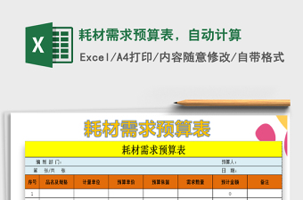 2021年耗材需求預(yù)算表，自動(dòng)計(jì)算