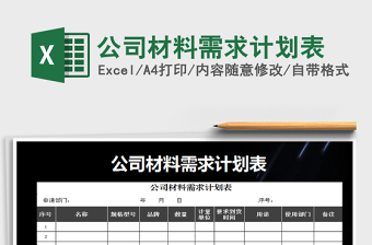 2021年公司材料需求計劃表