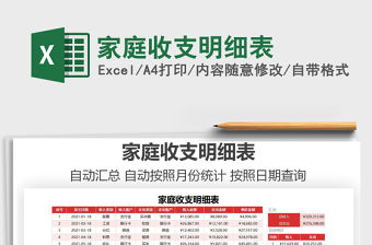 2021年家庭收支明細(xì)表