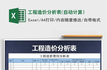 2021年工程造價分析表(自動計算）