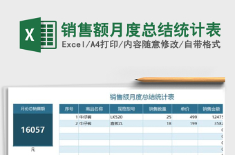 2021年销售额月度总结统计表