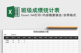 2022班级成绩统计表格模板免费