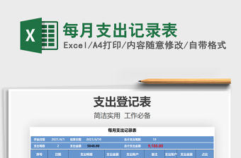 2021年每月支出記錄表