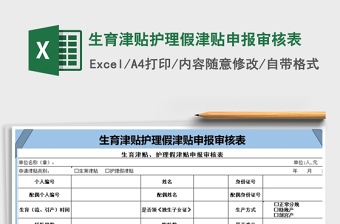 2021年生育津貼護理假津貼申報審核表