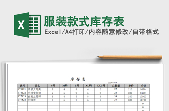 2021年服裝款式庫存表