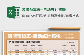 2021年裝修預(yù)算表-自動統(tǒng)計核帳免費下載