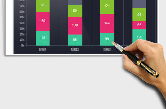 2021年科技光感彩色多系列百分比柱形圖表