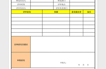 2021年工艺评审意见汇总表