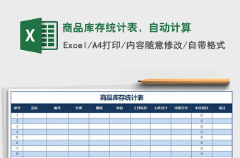 2021年商品庫存統(tǒng)計表，自動計算
