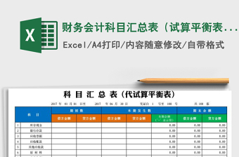 2021年财务会计科目汇总表（试算平衡表）