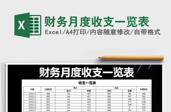 2021年財(cái)務(wù)月度收支一覽表