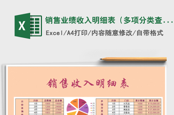 2021年銷售業(yè)績(jī)收入明細(xì)表（多項(xiàng)分類查詢）收支日記賬