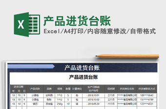 2021年產(chǎn)品進(jìn)貨臺賬