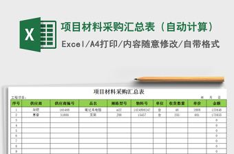2021年項(xiàng)目材料采購(gòu)匯總表（自動(dòng)計(jì)算）