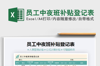 2021年員工中夜班補(bǔ)貼登記表