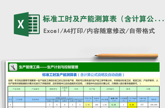 2021年標(biāo)準(zhǔn)工時(shí)及產(chǎn)能測算表（含計(jì)算公式說明及自動(dòng)函數(shù)）
