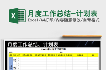 2021年月度工作總結(jié)-計劃表
