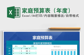 2021年家庭預(yù)算表（年度）