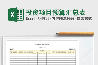2021年投资项目预算汇总表