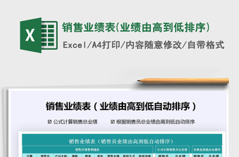 2021年銷售業(yè)績表(業(yè)績由高到低排序)