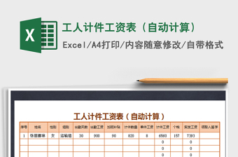 2021年工人計件工資表（自動計算）