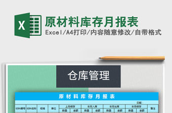 2021年原材料庫存月報表