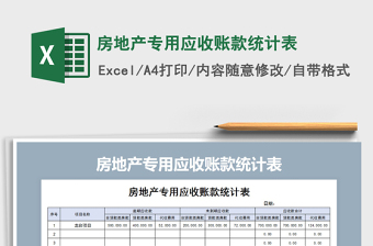 2021年房地產(chǎn)專用應收賬款統(tǒng)計表