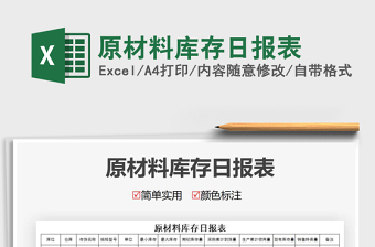 2021年原材料庫存日報(bào)表