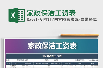 2021年家政保潔工資表