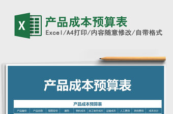 2021年產品成本預算表