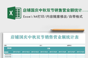 2021年店鋪國慶中秋雙節(jié)銷售營業(yè)額統(tǒng)計表