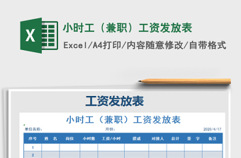 2021年小時(shí)工（兼職）工資發(fā)放表