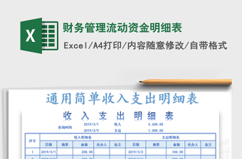 2021年財務(wù)管理流動資金明細(xì)表